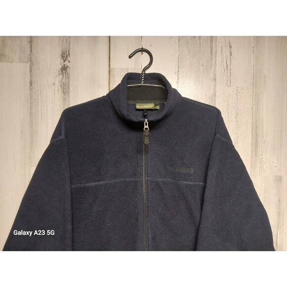 Men's Timberland Polartec Fleece Mock Neck Full Zip Jacket Blue Size Large - Picture 3 of 6